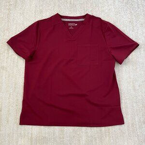 NWOT Fabletics Helix One Pocket Scrub Top in Wine XL